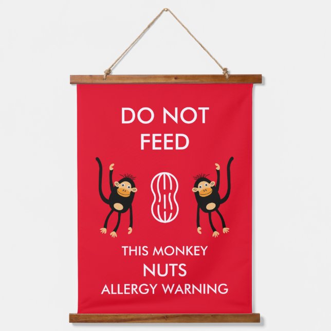 Kids Nut Allergy Warning Wandteppich Mit Holzrahmen (Vorderseite)