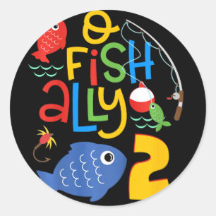 Kids O-fish-ally Zwei Geburtstagsdekorationen 2 Ja Runder Aufkleber