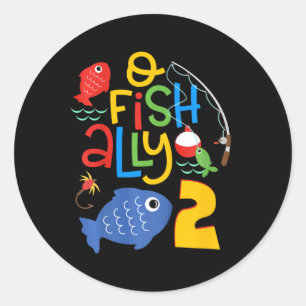 Kids O-fish-ally Zwei Geburtstagsdekorationen 2 Ja Runder Aufkleber