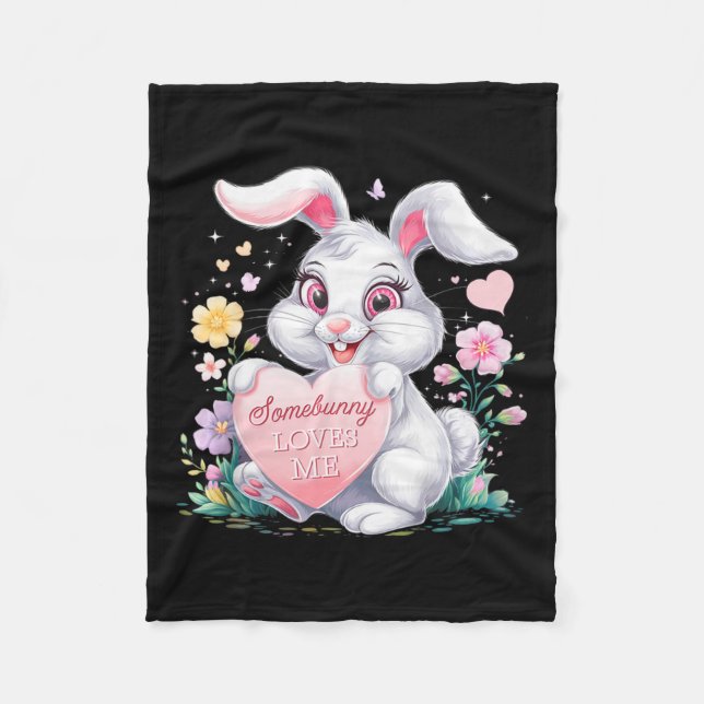 Kids Oaster Bunny Rabbit Pastell Design Springtime Fleecedecke (Vorderseite)