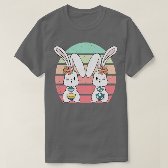 Kids Oaster Bunny Retro Niedliches Kanincheneier J T-Shirt (Design vorne)