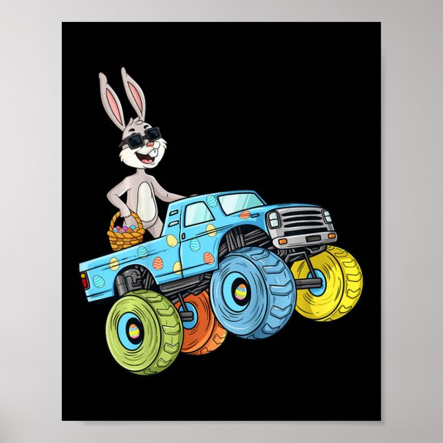 Kids Oaster Rabbit Riding Monster Truck Fun Boys G Poster (Vorne)