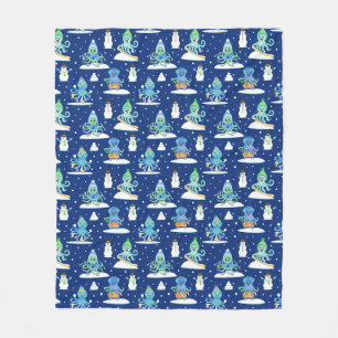 Kids Octopus Winter Sports Funny Animal Fleecedecke