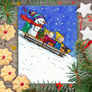 KIDS ON SLED Postkarte von Nicole Janes
