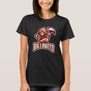 Kids Orange Girls Halloween Grimischer Sensenmann T-Shirt