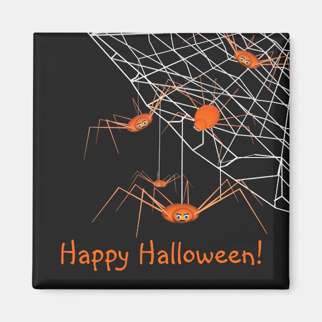 Kids Orange Halloween Spiders Magnet (Vorne)
