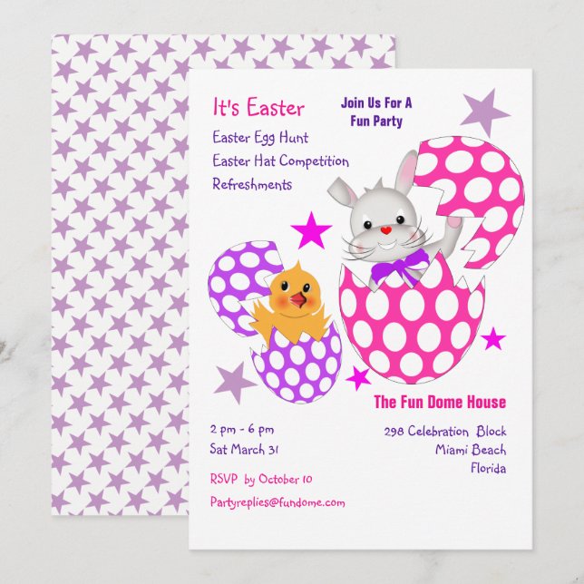 Kids Oster 2018 Party zur Eroberung von Eizellen Einladung (Vorne/Hinten)