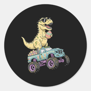Kids Ostern T Rex Monster Truck Dino Grafik  Runder Aufkleber