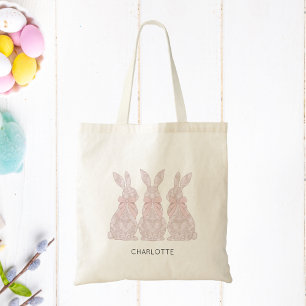 Kids Ostertote Tasche mit Lace Bunnies