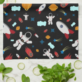 Kid's Outer Space & Astronaut Pattern Geschirrtuch