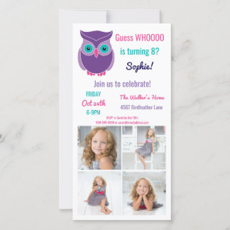 Kids Owl Birthday Party Foto Einladung
