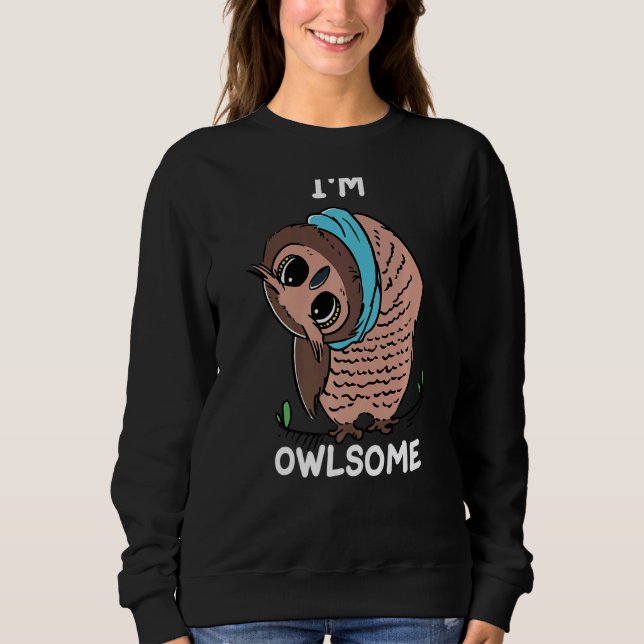 Kids Owl Girls Boys Pun Joke Bird Ich bin verrückt Sweatshirt (Vorderseite)