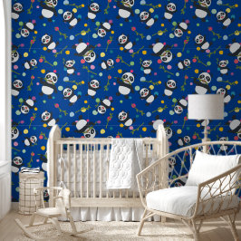 Kids panda polster dot pattern blue background tapete