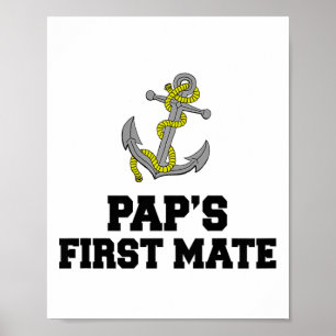 Kids Pap's First Mate Grandson Grandtochter Boat Poster