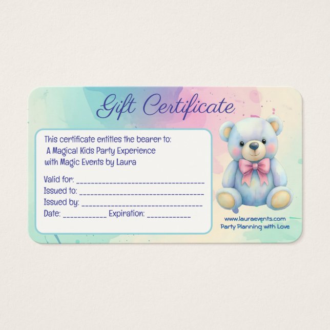 Kids Party Planner Pastor Teddy Bear QR-Logo (Vorderseite)