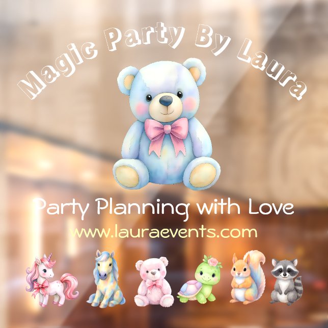 Kids Party Planner Pastor Teddy Bear QR-Logo Fensteraufkleber (Blatt 2)