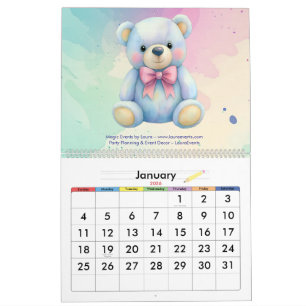 Kids Party Planner Pastor Teddy Bear QR-Logo Kalender