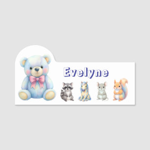 Kids Party Planner Pastor Teddy Bear QR-Logo Namensschild