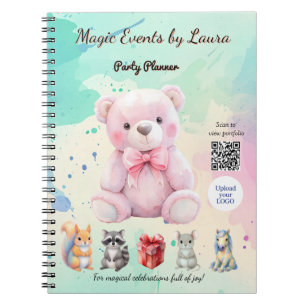 Kids Party Planner Pastor Teddy Bear QR-Logo Notizblock