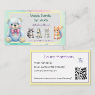 Kids Party Planner Pastor Teddy Bear QR-Logo Visitenkarte