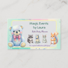 Kids Party Planner Pastor Teddy Bear QR-Logo Visitenkarte