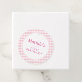 KIDS PARTY Vintag Gingham Muster Mädchen pink Geschenkanhänger