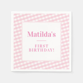 KIDS PARTY Vintag Gingham Muster Mädchen pink Serviette
