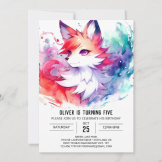 Kids Pastel Fox Geburtstag Einladung