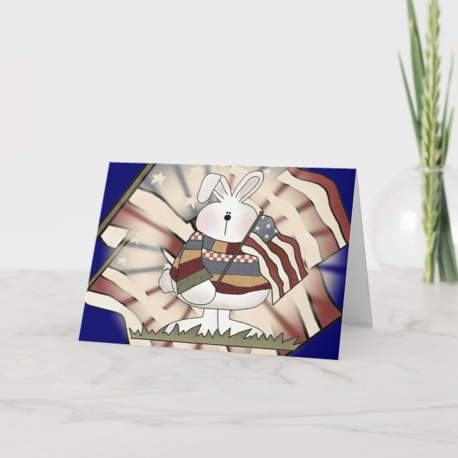 Kids Patriotic Bunny T Shirts und Geschenke Karte (Vorderseite)