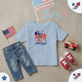 Kids Patriotic Statue of Liberty American Flag Kleinkind T-shirt
