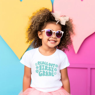 Kids Peace Out First Grade T - Shirt in Aquamarin