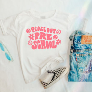 Kids Peace Out Preschool T - Shirt in Pink