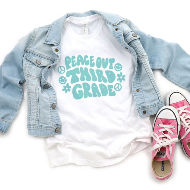 Kids Peace Out Third Grade T - Shirt im Aquamarine (Von Creator hochgeladen)