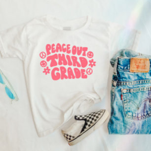Kids Peace Out Third Grade T - Shirt in Pink
