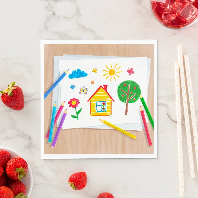 Kids Pencil Zeichnend Serviette (Von Creator hochgeladen)