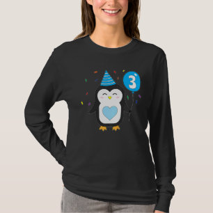 Kids Penguin Balloon 3. Geburtstag Party Wild T-Shirt