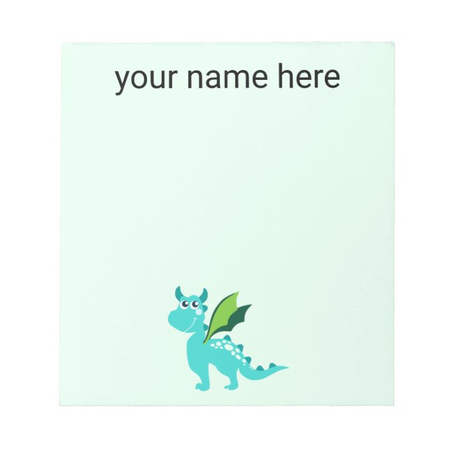 Kids Personalisiert Dragon Notepad Notizblock (Vorderseite)