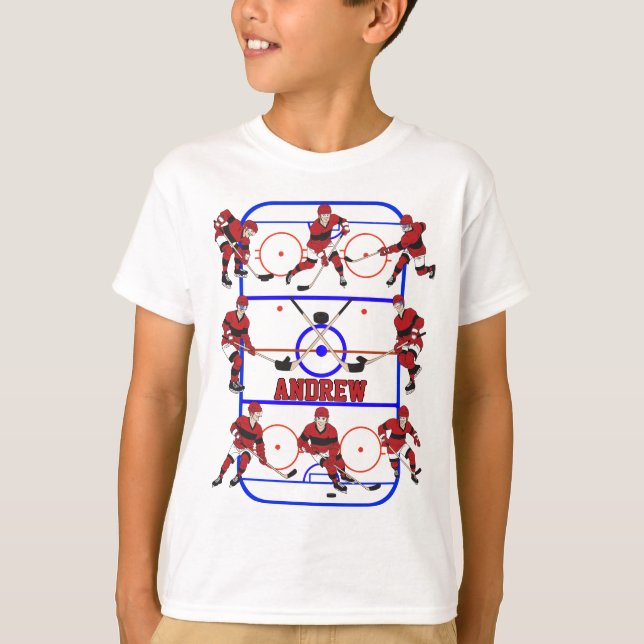 Kids Personalisiert Hockey Player T-Shirt (Vorderseite)