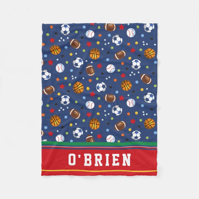 Kids Personalisiert Red Multi Sports Fleece Thread (Vorderseite)