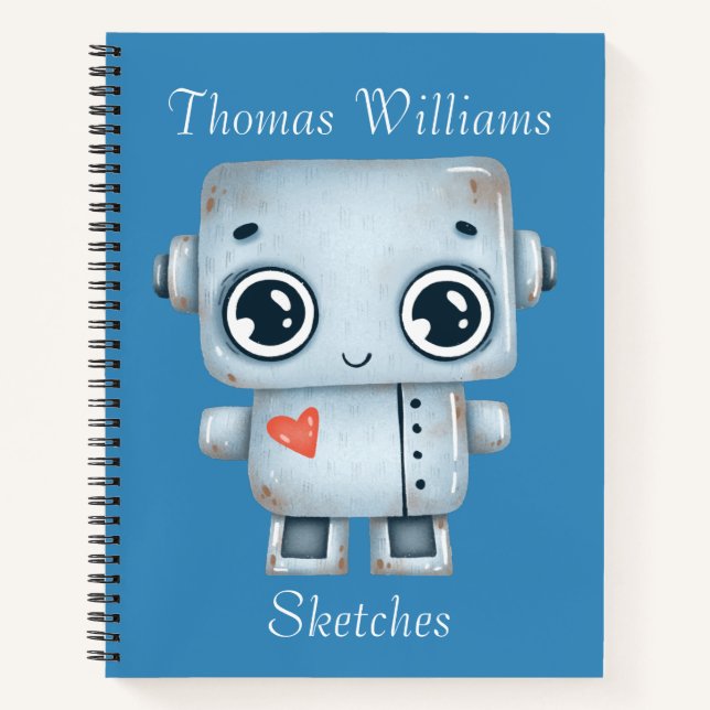 Kids Personalisiert Robot Sketch Notizbuch (Vorderseite)