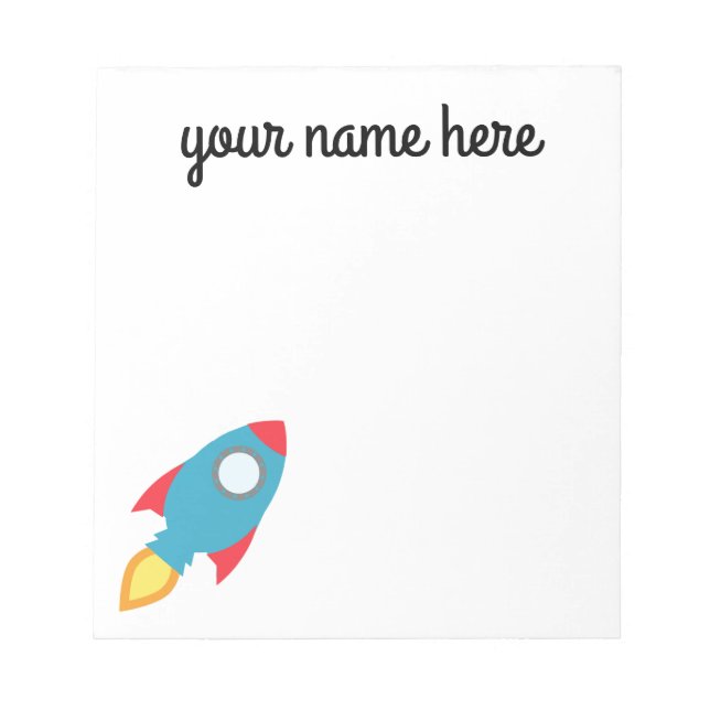 Kids Personalisiert Rocket Ship Notepad Notizblock (Vorderseite)