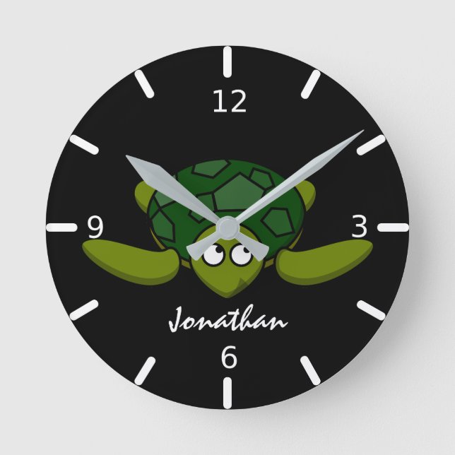 Kids Personalisiert Sea Turtle Runde Wanduhr (Vorderseite)