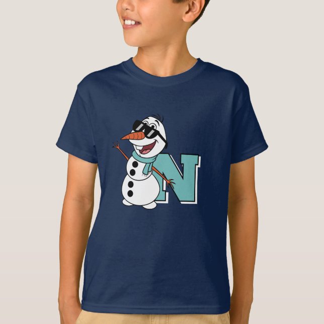 Kids Personalisierter Niedlicher Schneemann Winter T-Shirt (Vorderseite)