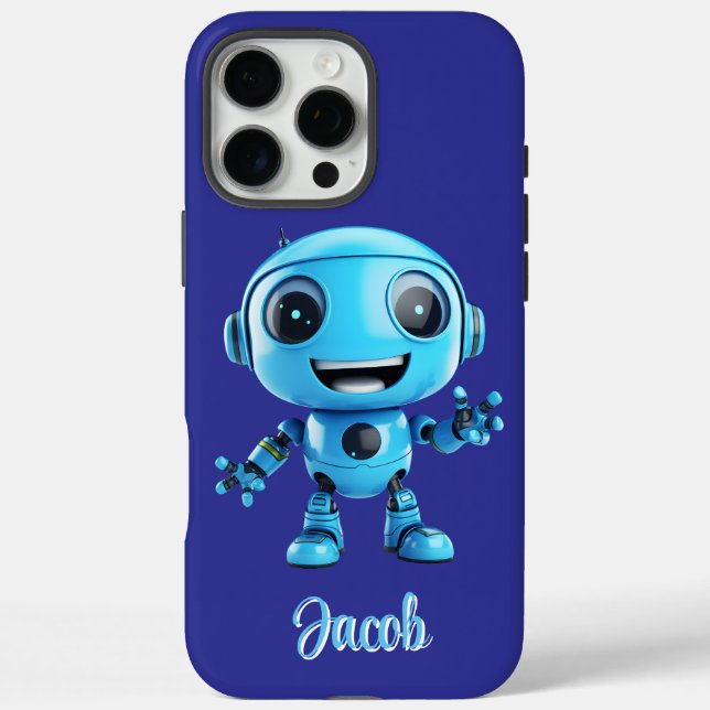 Kids Personalize Blue Robot  Case-Mate iPhone Hülle (Rückseite)