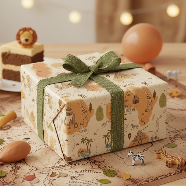 Kid's Personalized Safari Map ID1269 Geschenkpapier (Von Creator hochgeladen)