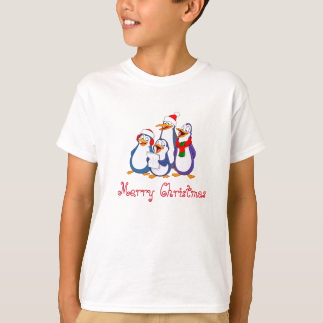 Kids Pinguins Frohe Weihnachts-Shirt T-Shirt (Vorderseite)
