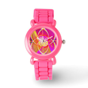 Kid's Pink Glitzer Strap Watch Butterfly Armbanduhr