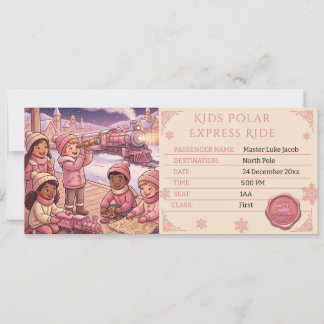 Kids Pink Polar Express Fahrkarte Einladung