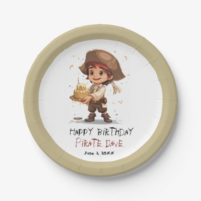 Kids Pirate Birthday Paper Tellers Boy Pappteller (Vorderseite)