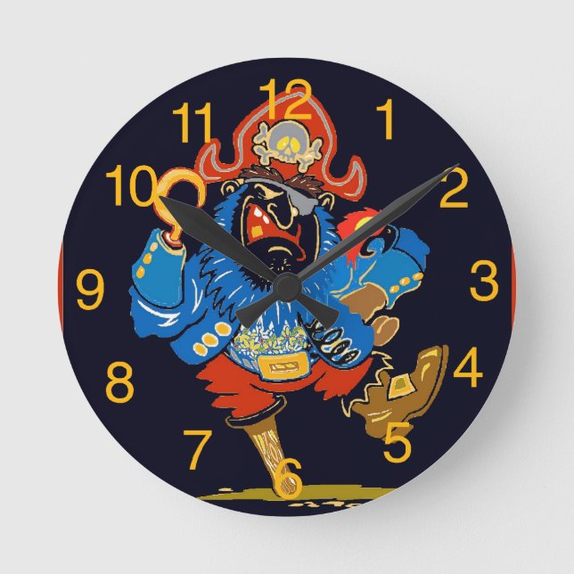 Kids Pirate Clock Runde Wanduhr (Vorderseite)